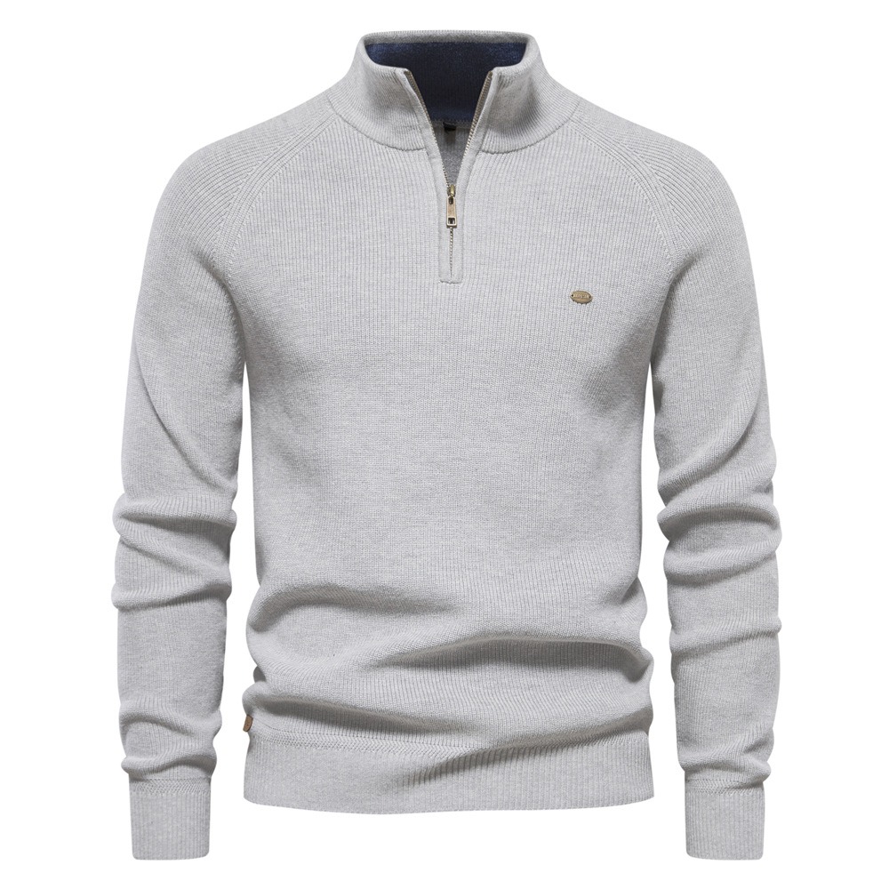 Men's Half-Zip Stand Collar Sweater